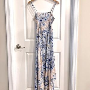 Free People Print Midi Dress with Slit in Small